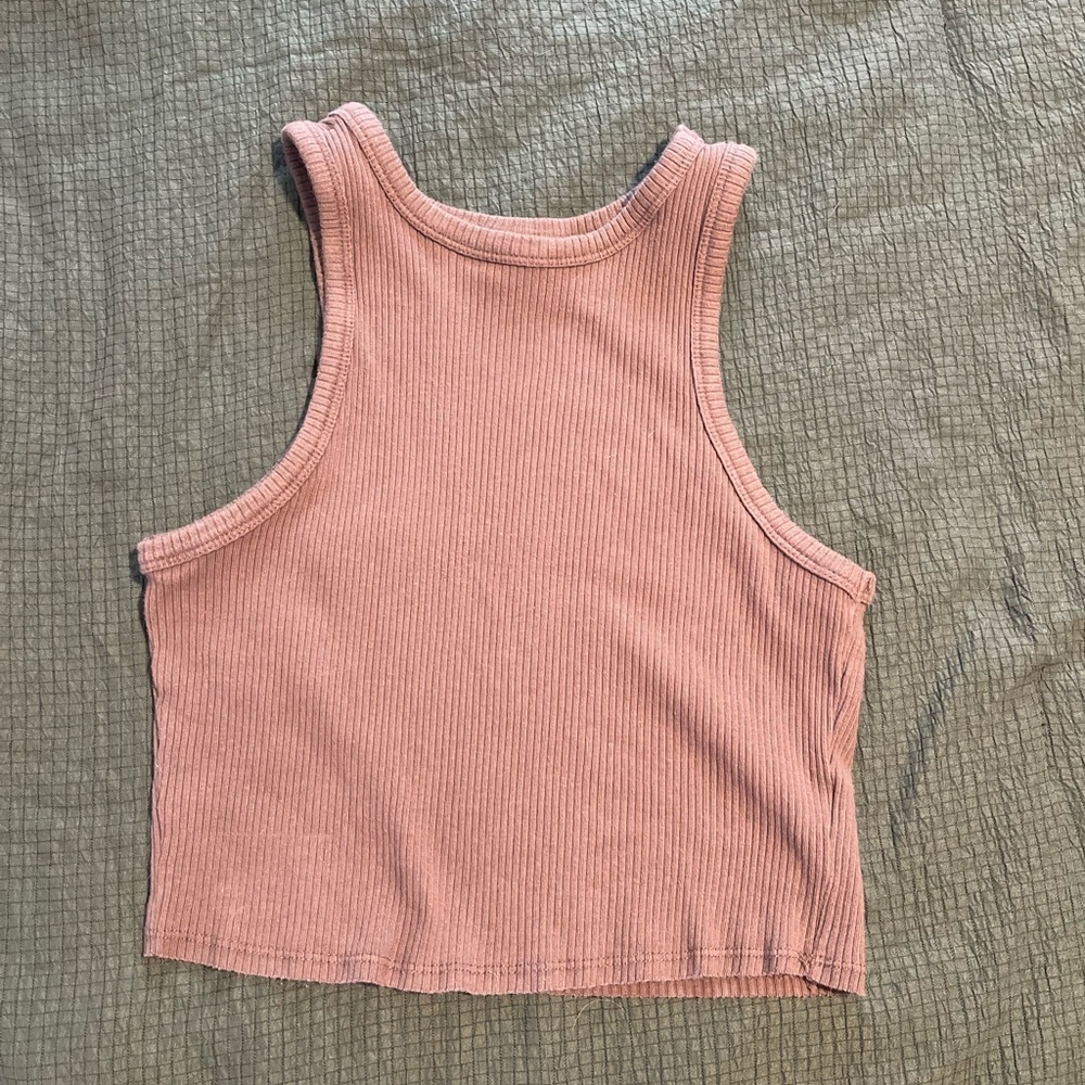 Wild Fable Brown Ribbed cropped Tank Top